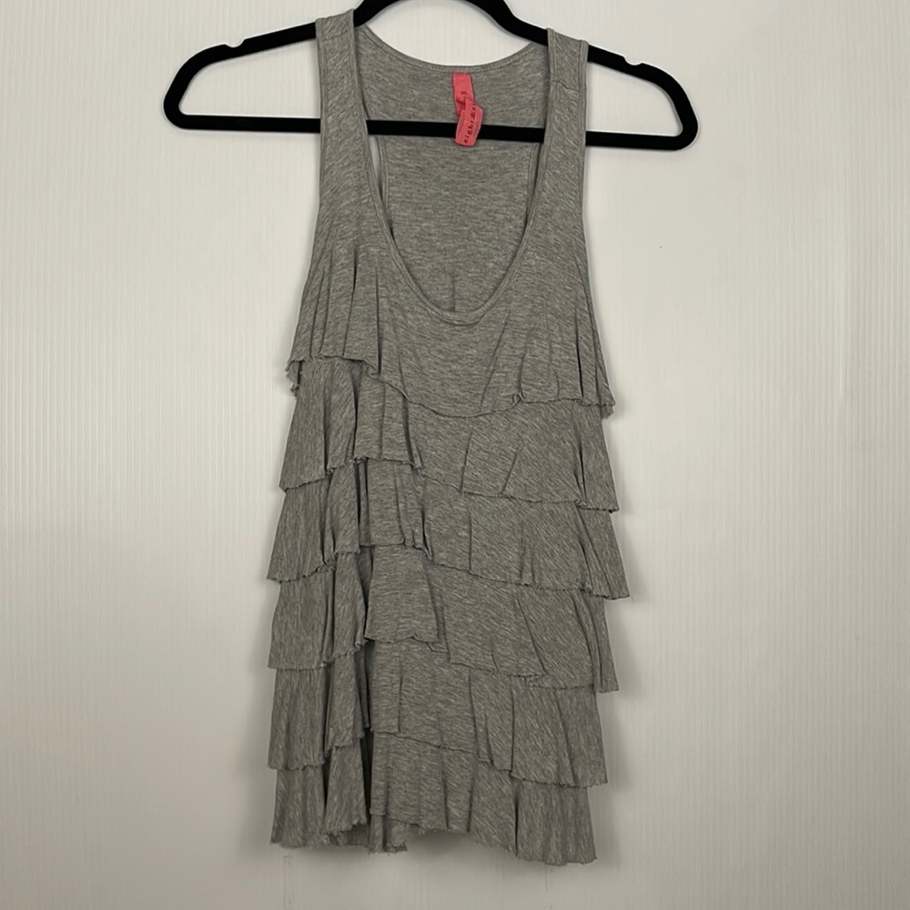 Vintage Y2K Grey Ruffle Tank Top
